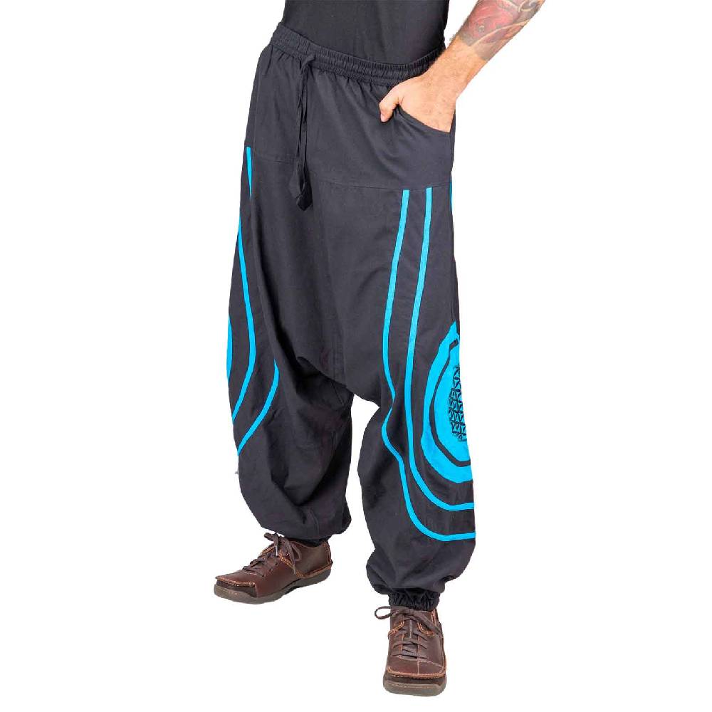 Kunst Und Magie Unisex Psy Baggy Pants Hippie Hose Goa Baumwoll Haremshose Lebensblume Flower of Life Letzte 3 Tage
