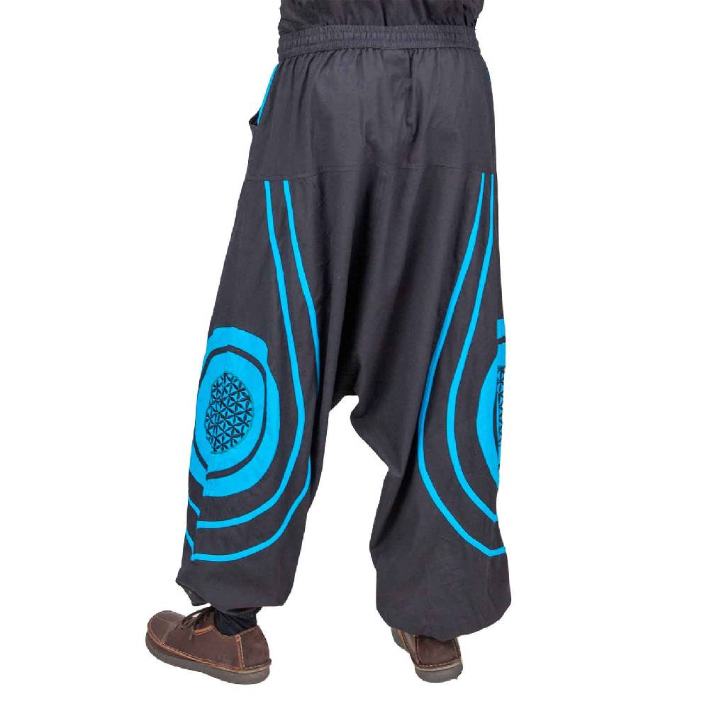 Kunst Und Magie Unisex Psy Baggy Pants Hippie Hose Goa Baumwoll Haremshose Lebensblume Flower of Life Letzte 3 Tage