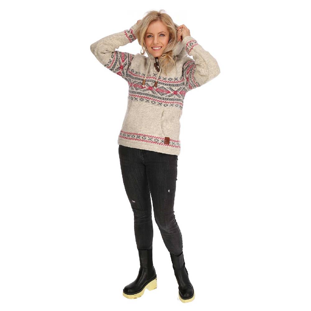 Kunst Und Magie Damen Hoodie Ski-Pullover gefütterte Wolljacke Strickpullover Goa Wolle Jacke Norweger Muster JETZT KAUFEN