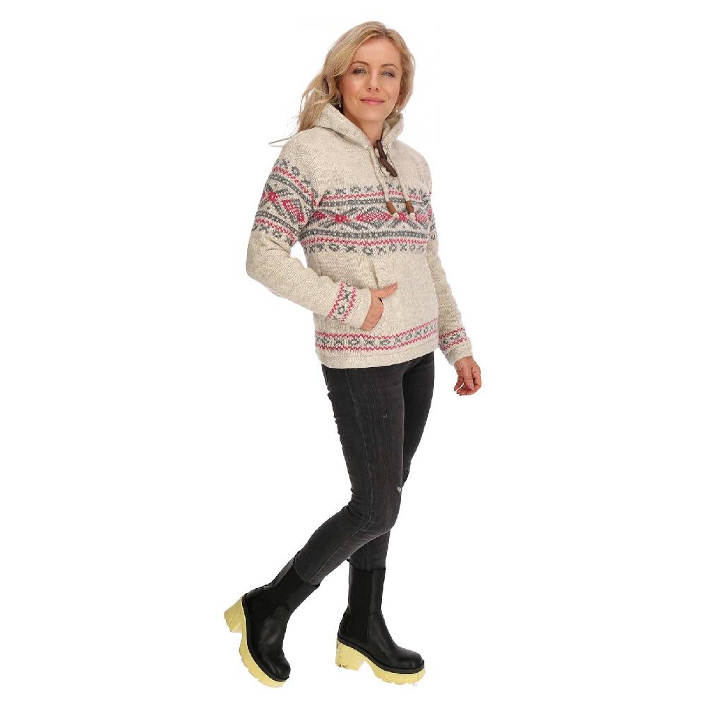 Kunst Und Magie Damen Hoodie Ski-Pullover gefütterte Wolljacke Strickpullover Goa Wolle Jacke Norweger Muster JETZT KAUFEN