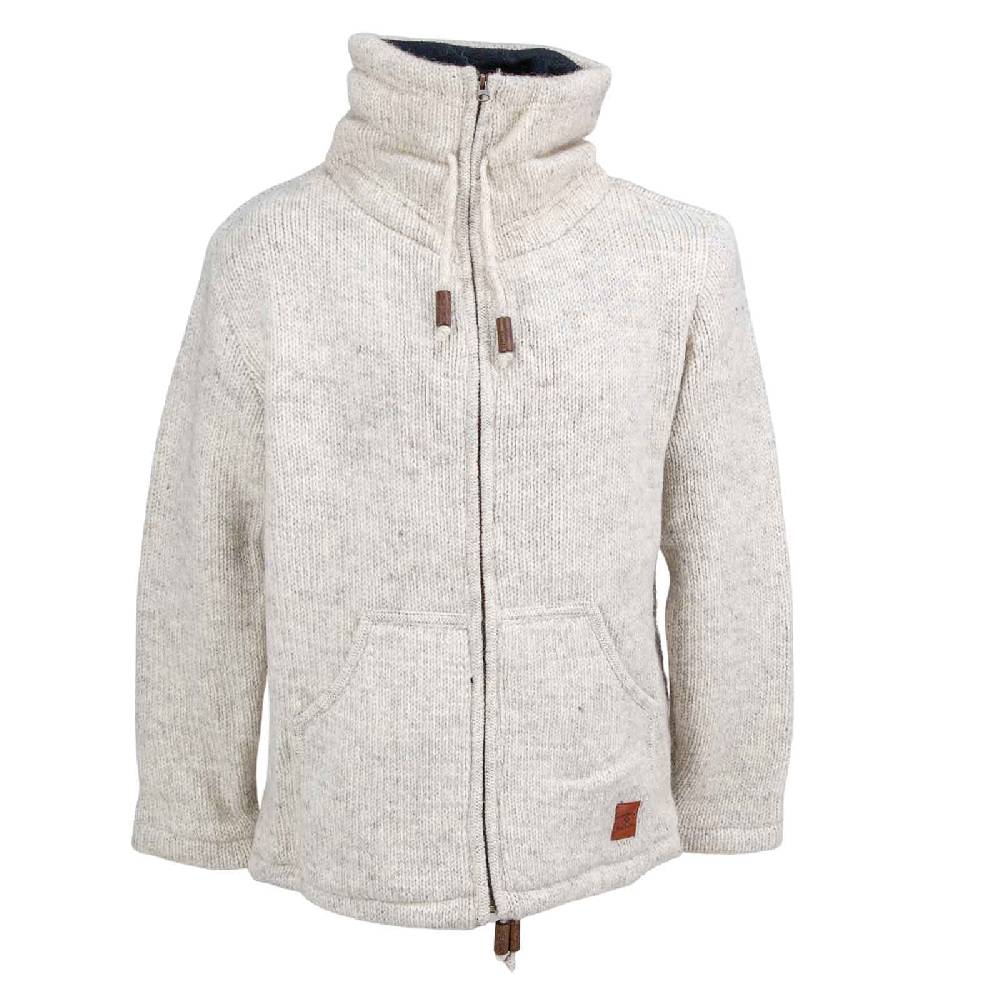 Kunst Und Magie Klassische Strickjacke Wolle Winter Jacke mit Hochkragen Fleecefutter Fair Nachhaltig Neueste Stile
