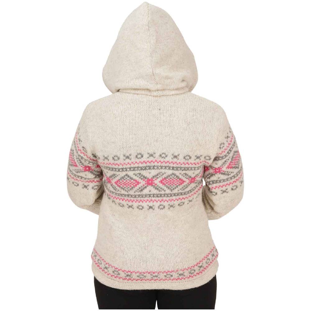 Kunst Und Magie Damen Klassische gefütterte Wolljacke Strickjacke Goa Wolle Jacke Norweger Muster abnehmbarer Kapuze Bis zu 55% Rabatt