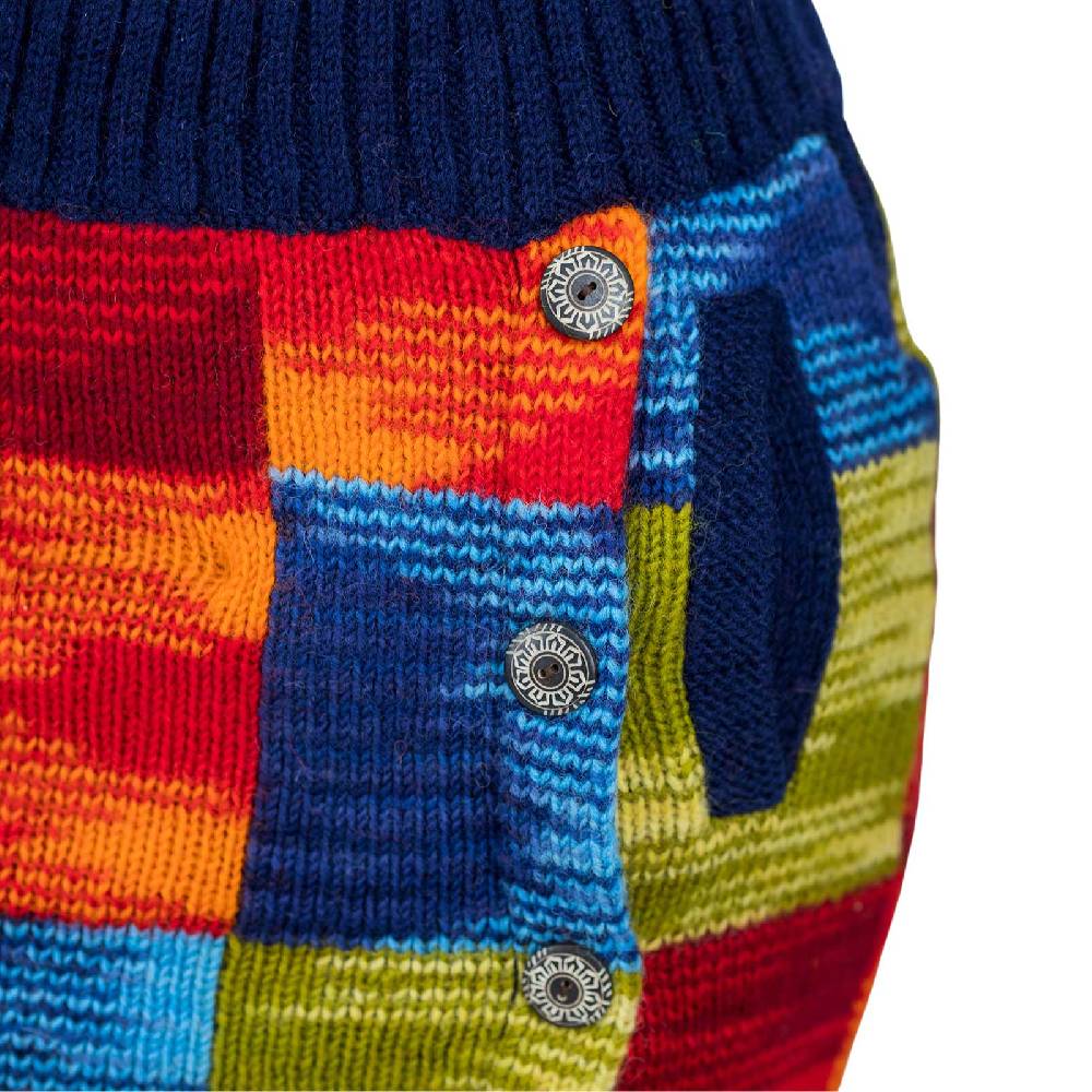 Kunst Und Magie Bunter Patchwork Strickrock kurzer gefütterter Rock Wolle Boho 50% Rabatt mit kostenlosem Versand