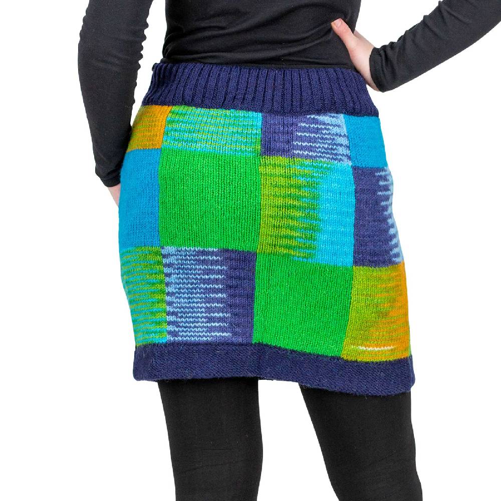 Kunst Und Magie Bunter Patchwork Strickrock kurzer Rock mit klassischem Muster Wolle gefüttert Boho Clearance-Verkauf