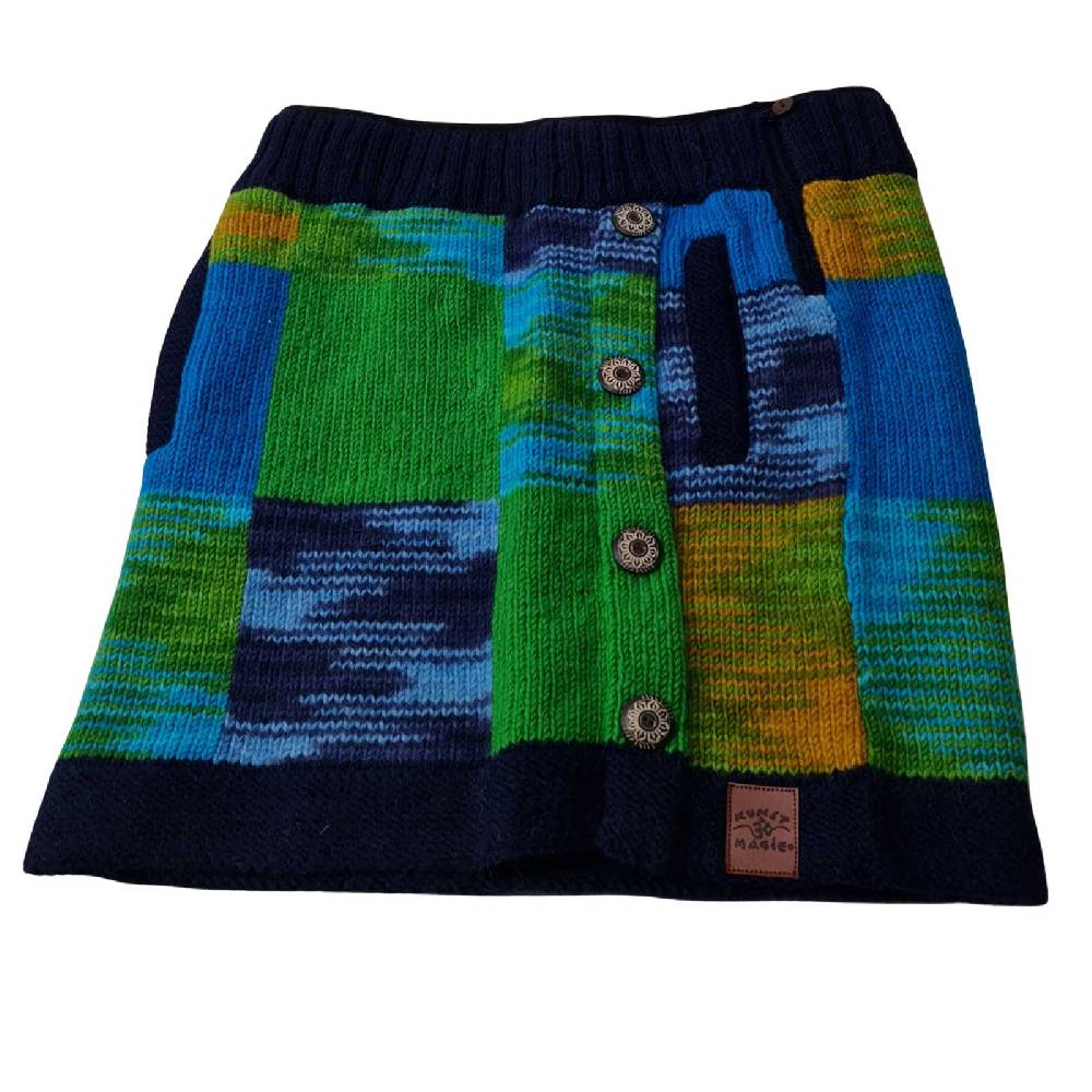 Kunst Und Magie Bunter Patchwork Strickrock kurzer Rock mit klassischem Muster Wolle gefüttert Boho Clearance-Verkauf