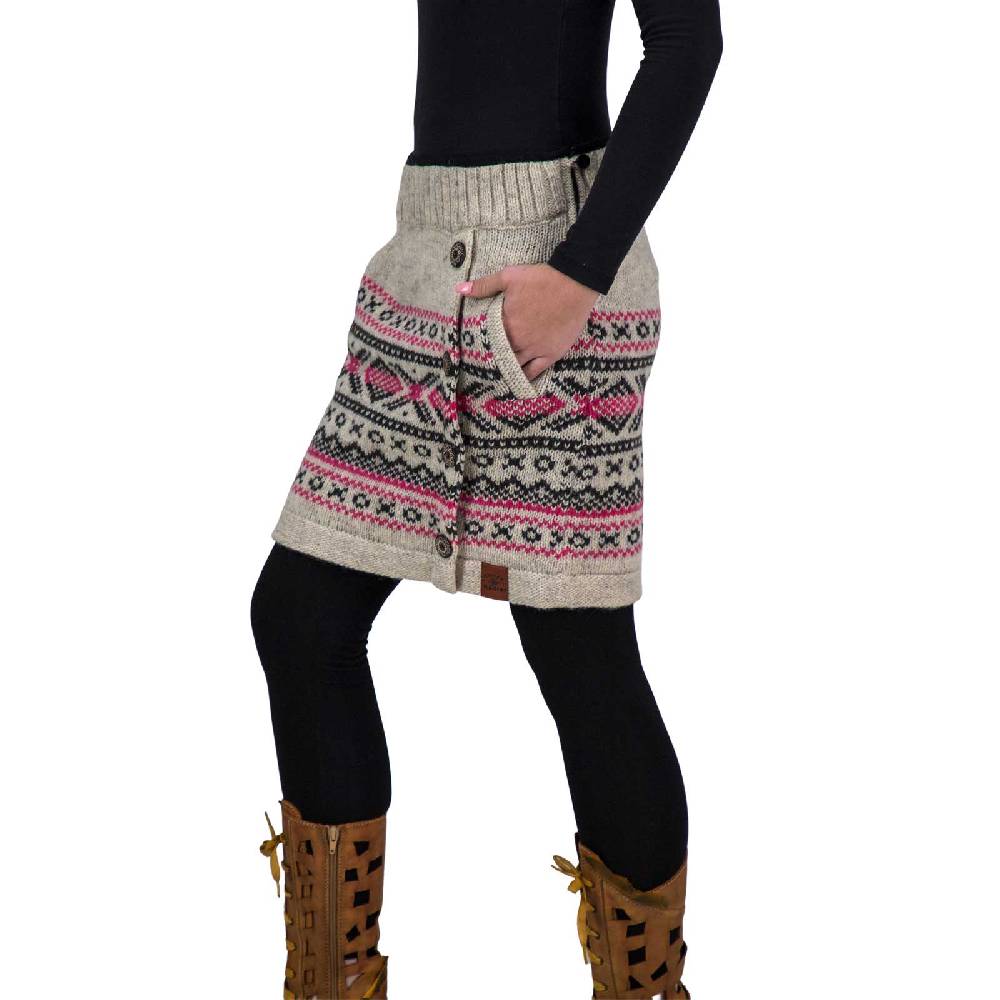 Kunst Und Magie Bunter Strickrock kurzer Rock mit nordischen Mustern Wolle gefüttert Boho Auslauf