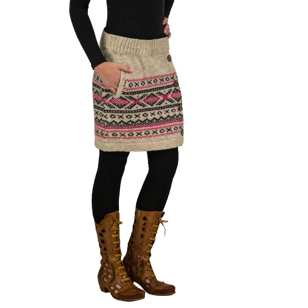 Kunst Und Magie Bunter Strickrock kurzer Rock mit nordischen Mustern Wolle gefüttert Boho Auslauf