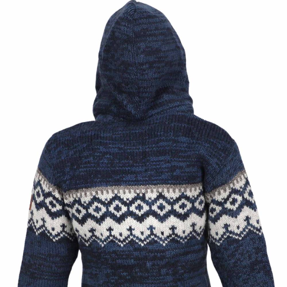 Kunst Und Magie Herren Strickjacke Schurwolle Klassich Nordisches Muster Wolle Jacke mit Kapuze Hotsell