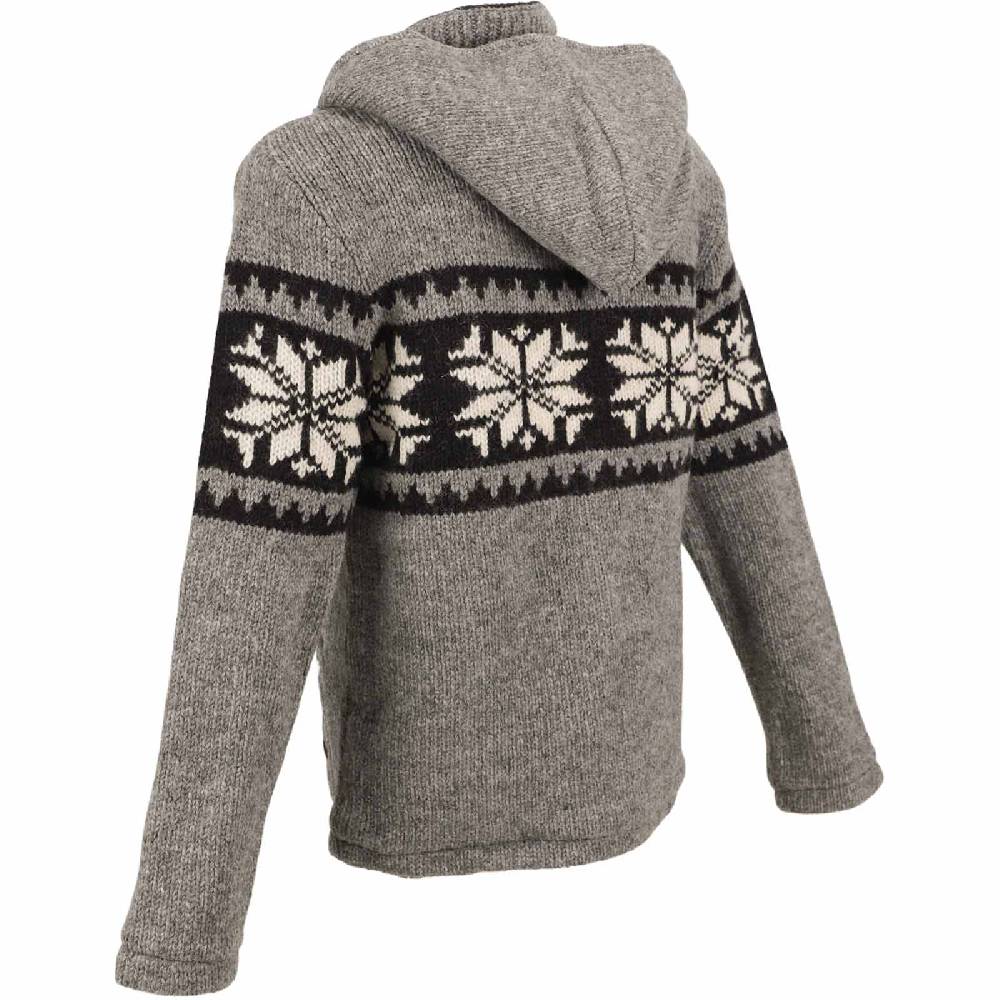 Kunst Und Magie Herren Strickjacke Schurwolle Klassich Nordisches Muster Wolle Jacke mit abnehmbarer Kapuze im Angebot