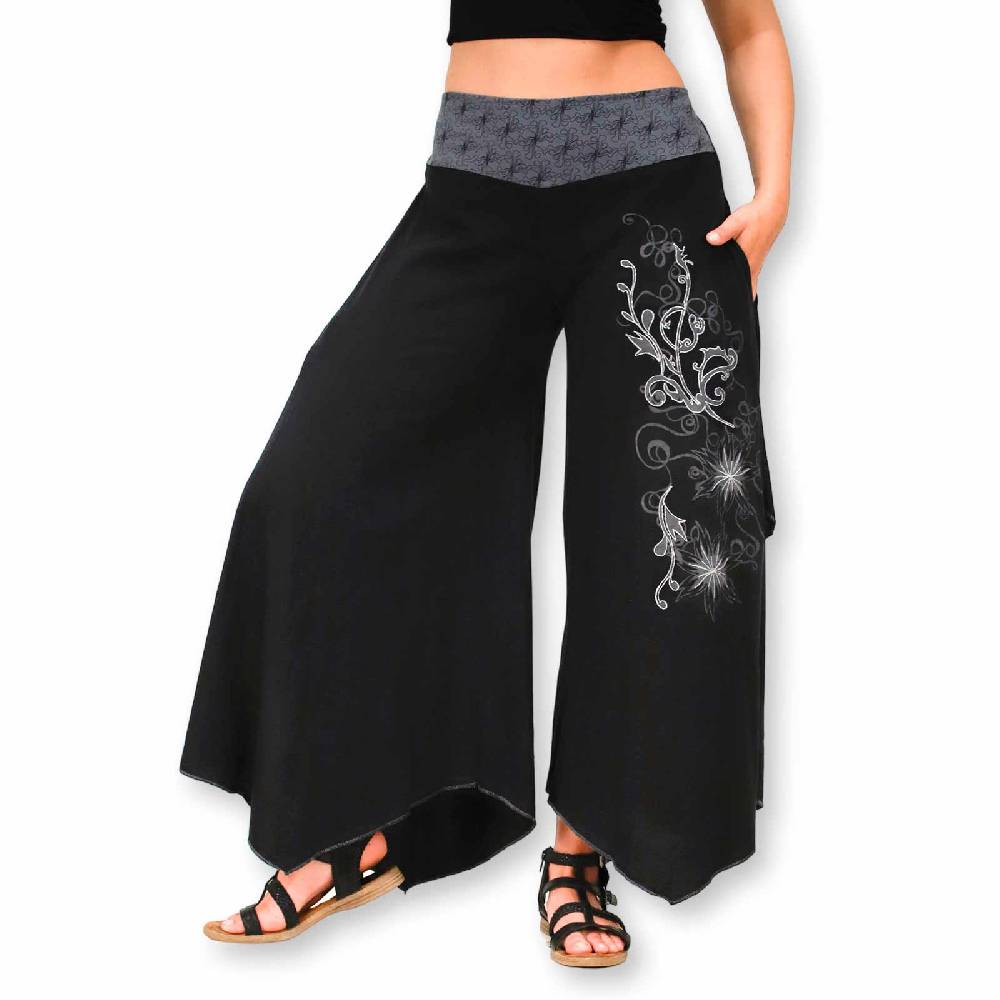 Kunst Und Magie Damen Schlaghose Ibiza Syle Goa Boho Strandhose Wellnesshose Hosenrock mit Stickerei Fabrik Onlineshop
