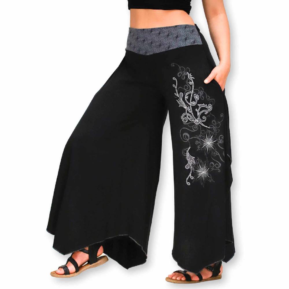 Kunst Und Magie Damen Schlaghose Ibiza Syle Goa Boho Strandhose Wellnesshose Hosenrock mit Stickerei Fabrik Onlineshop