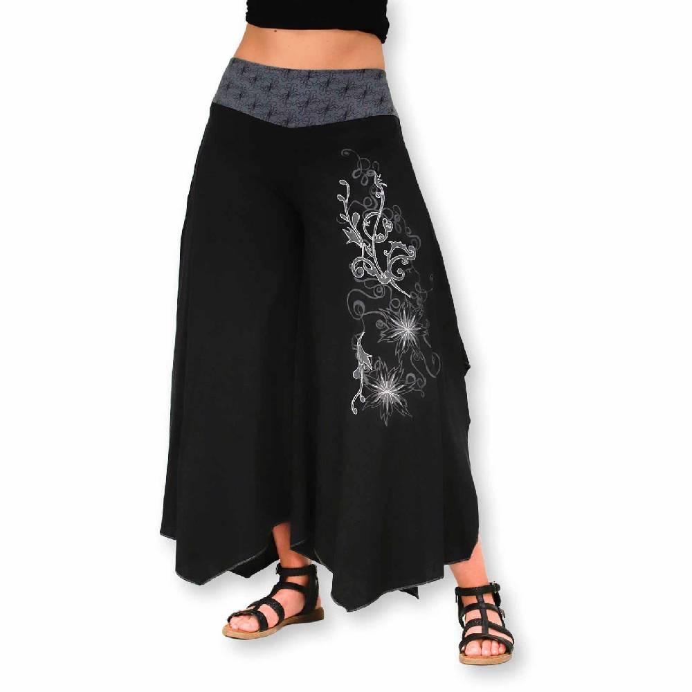 Kunst Und Magie Damen Schlaghose Ibiza Syle Goa Boho Strandhose Wellnesshose Hosenrock mit Stickerei Fabrik Onlineshop