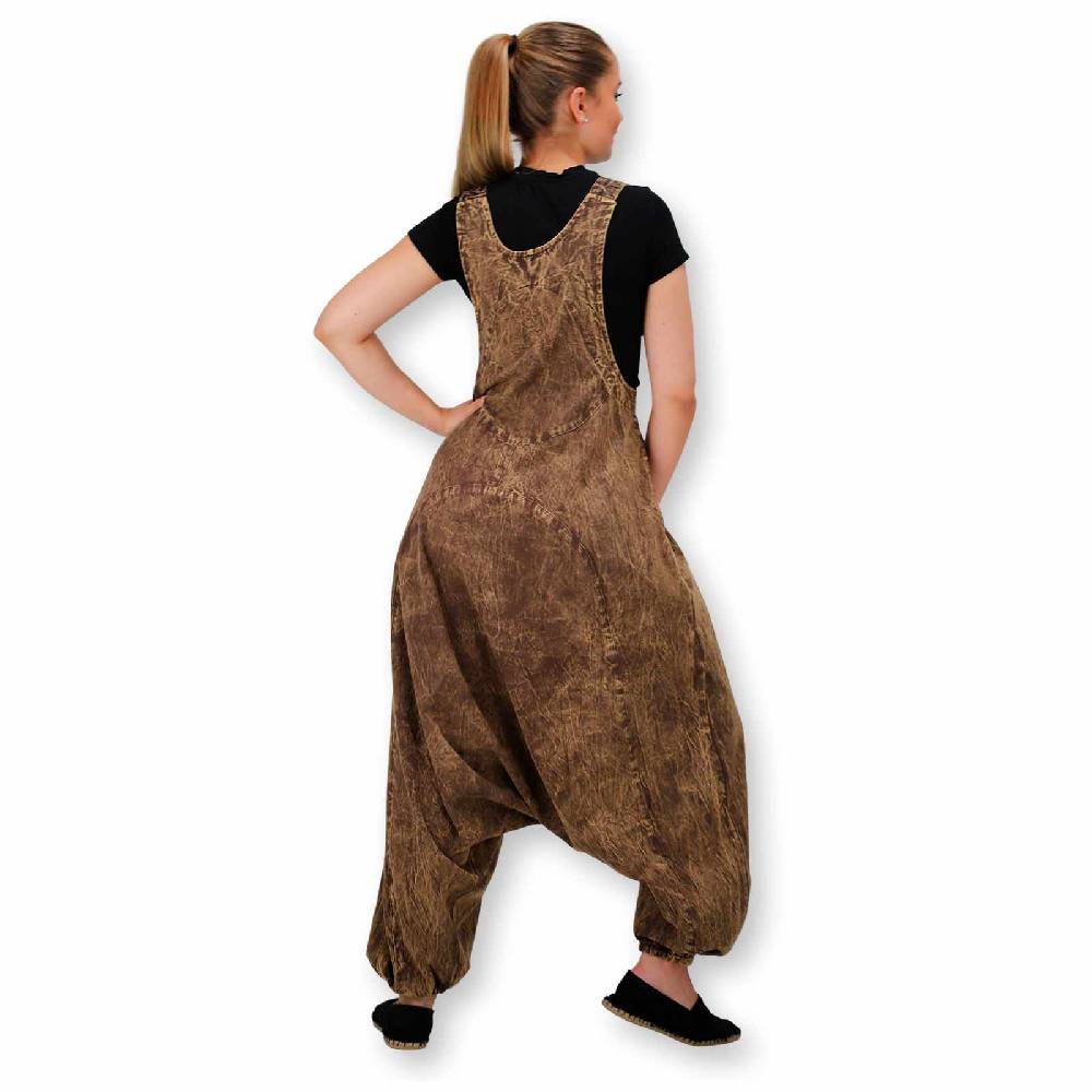 Kunst Und Magie Hippie Latzhose Haremshose Goa Hose Boho 70er Jumpsuit Overall Blume des Lebens Rabatt