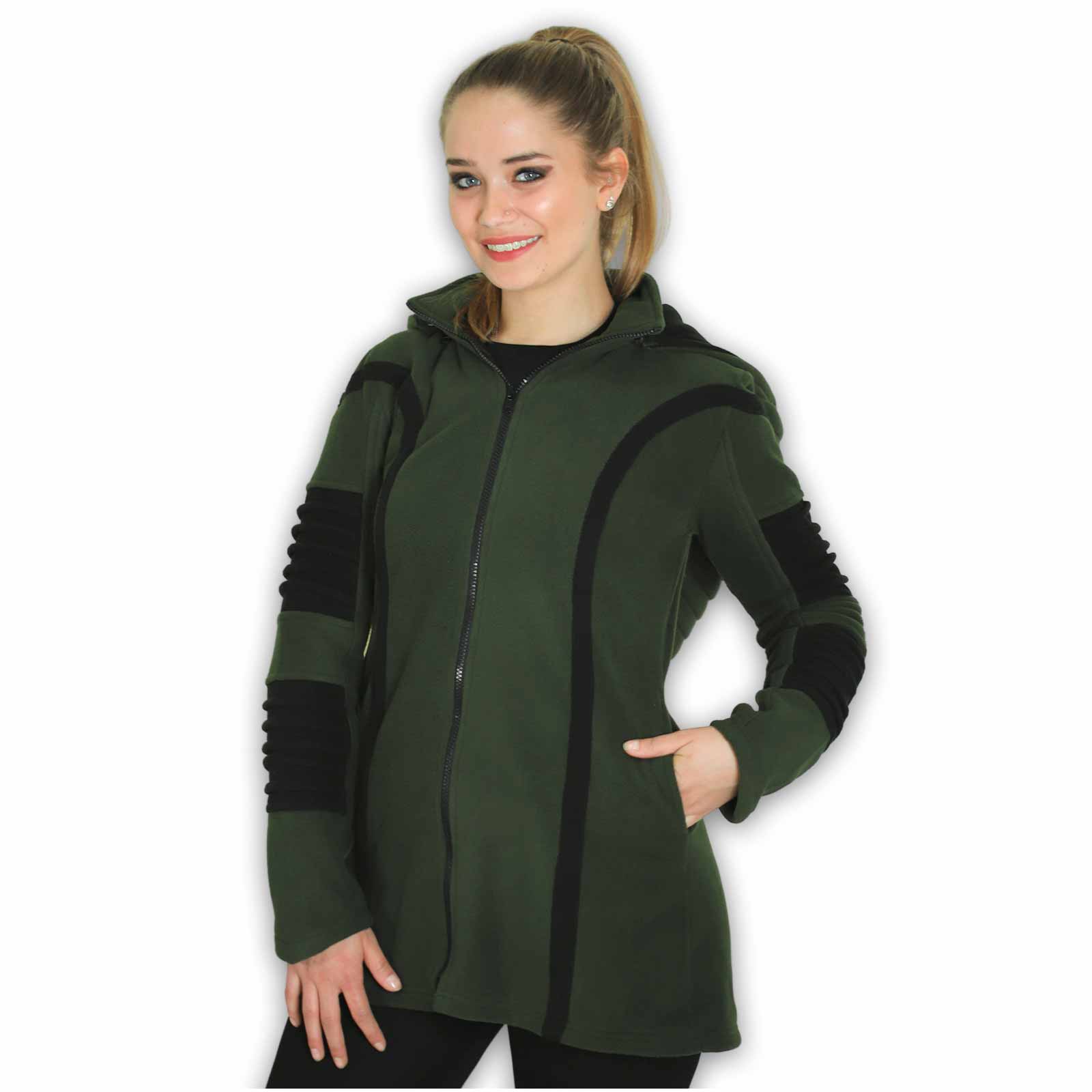 Kunst Und Magie Kunst und Magie Damenmatel aus Fleece mit Zipfelkapuze Goa Jacke Osterangebot