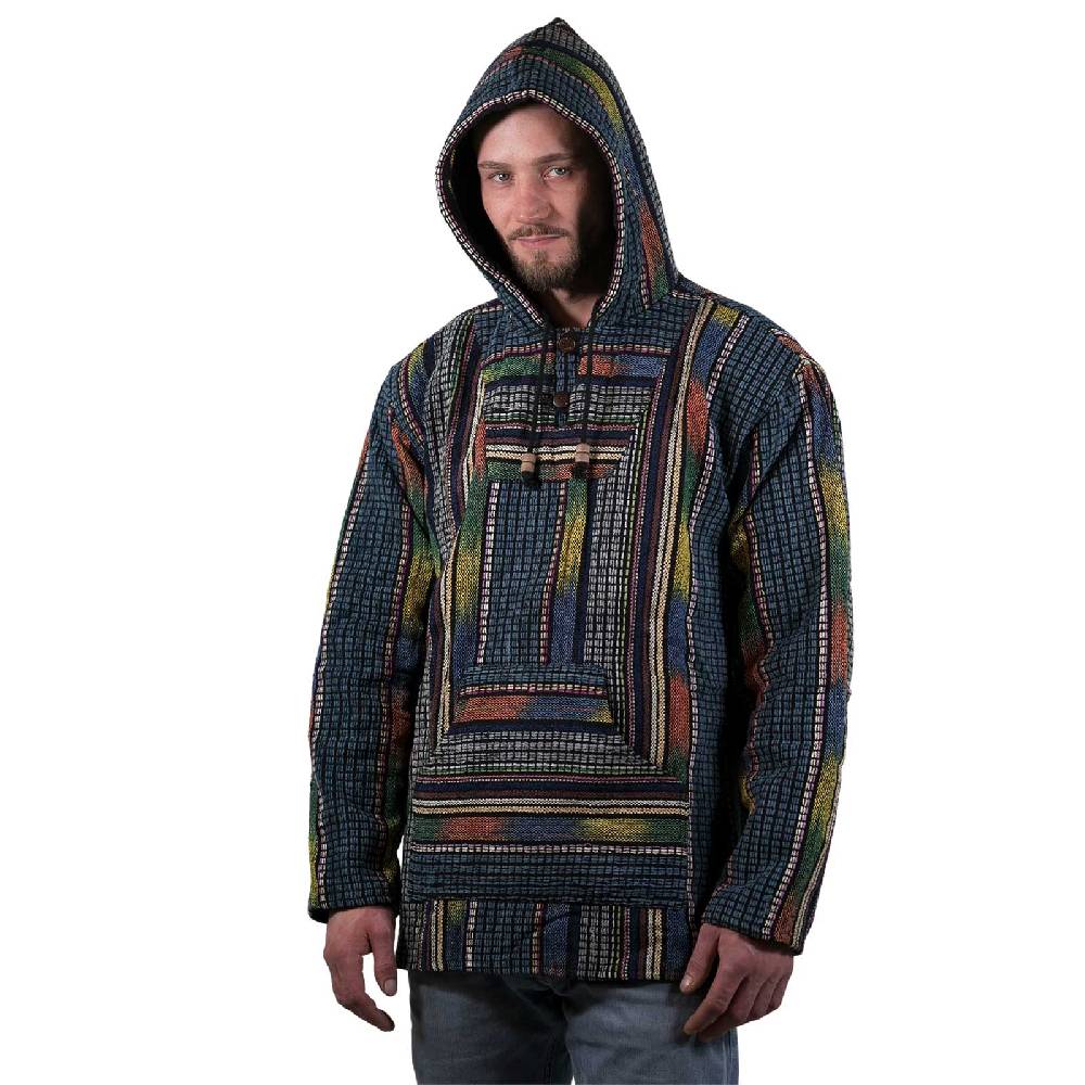 Kunst Und Magie Bunter Kapuzenpulli Kapu Baja Jerga Hoodie mit Kapuze und Kängurutaschen Hippie Goa Muttertagsangebot