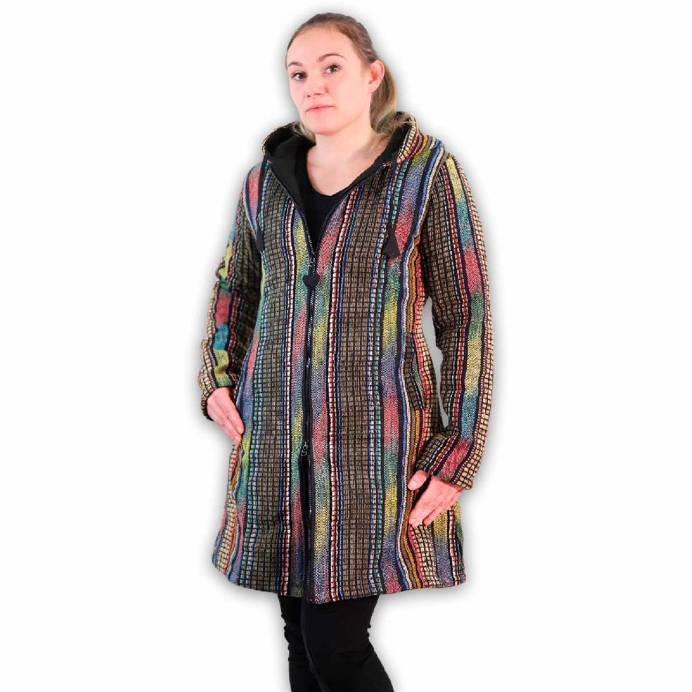 Kunst Und Magie Damen Gheri Jacke mit Kapuze -Hippie Goa Boho Damen Mantel Bunt Heißer Verkauf