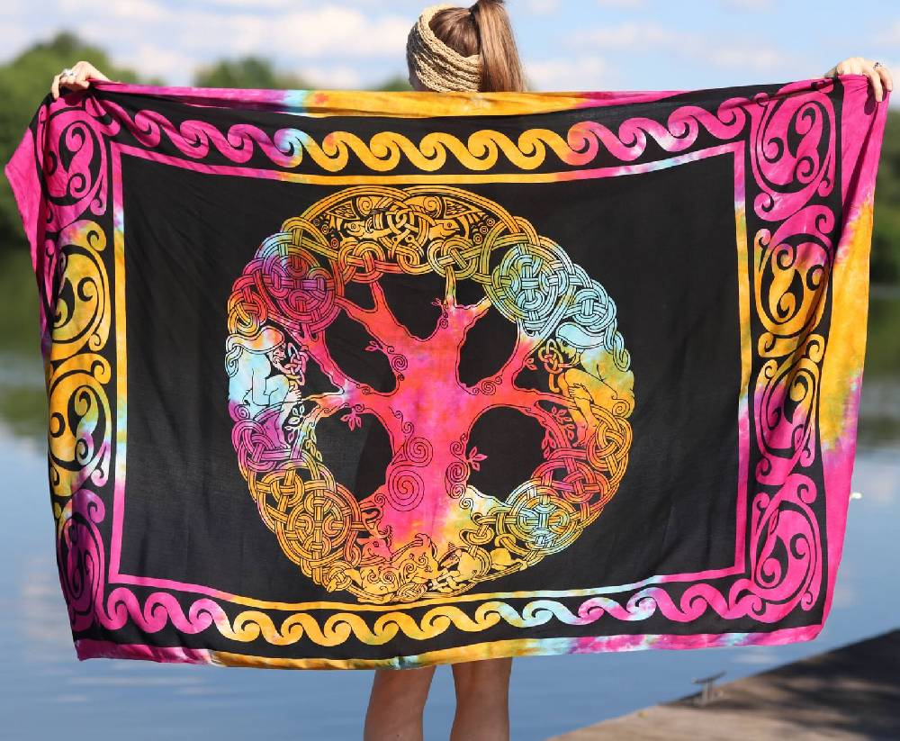 Kunst Und Magie Sarong Yogatuch Iggdrasil Weltenbaum Strandtuch Multifunktionstuch Dekotuch Tischdecke Wickelkleid Saisonale Angebote