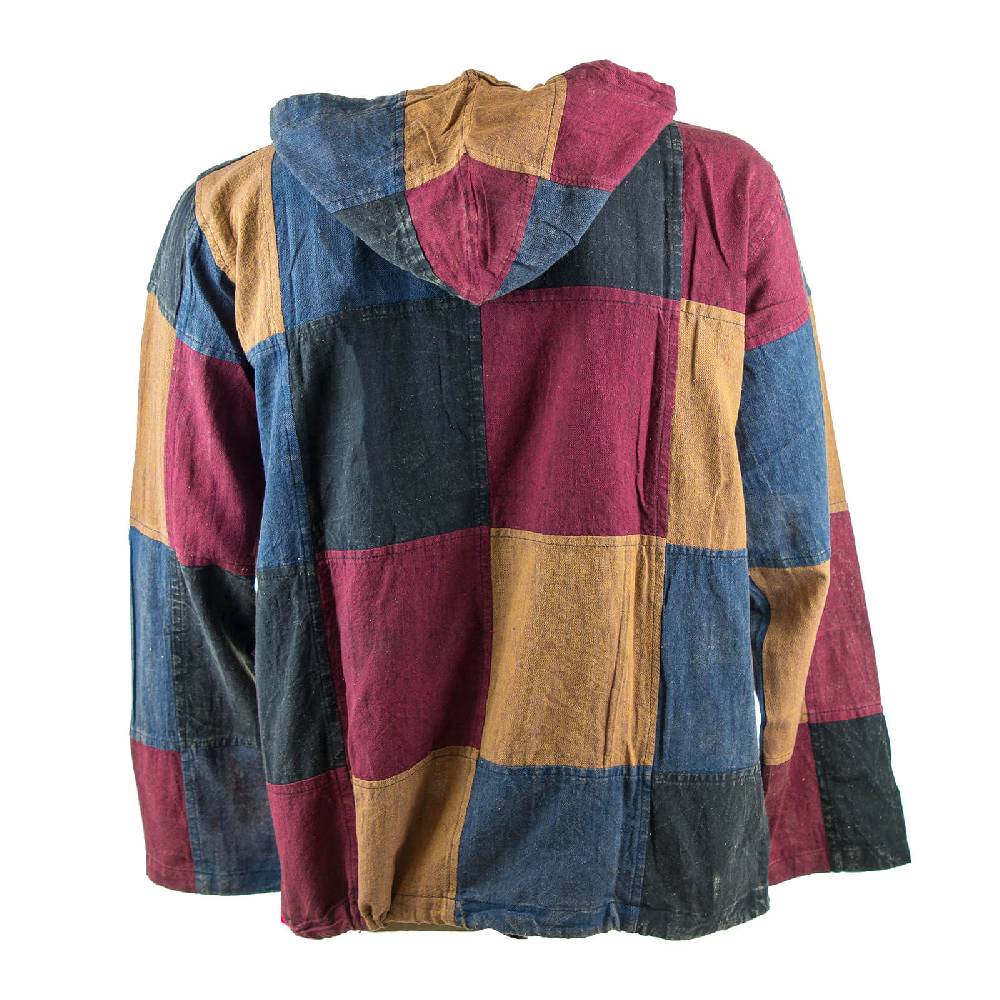 Kunst Und Magie KUNST UND MAGIE Herren bunt alternativ Baja Hoodie Fischerhemd Kapuze Patchwork Wochenangebot
