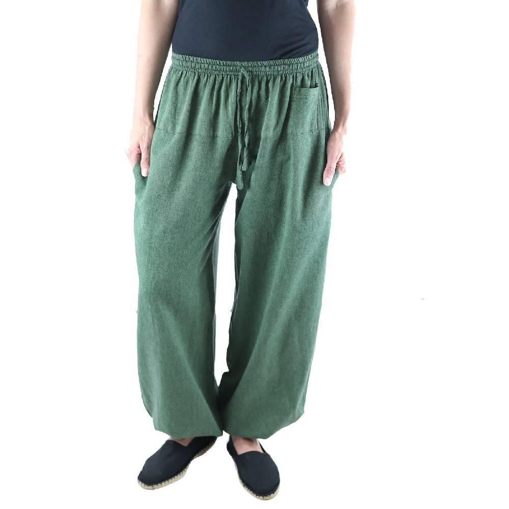 Kunst Und Magie KUNST UND MAGIE Damen Yogahose Pumphose Pluderhose unifarben aus Baumwolle lang Letzte 2 Tage
