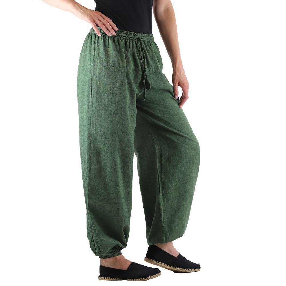 Kunst Und Magie KUNST UND MAGIE Damen Yogahose Pumphose Pluderhose unifarben aus Baumwolle lang Letzte 2 Tage