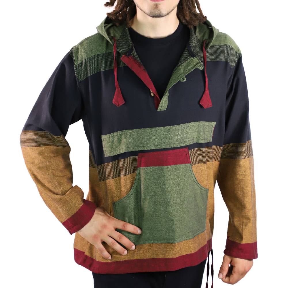 Kunst Und Magie KUNST UND MAGIE Herren bunt alternativ Hoodie Fischerhemd Kapuze Kängurutasche Nur für heute