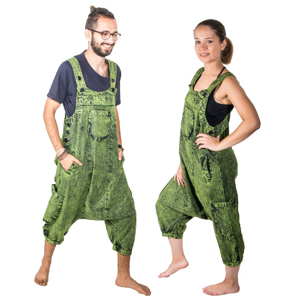 Kunst Und Magie Kunst und Magie Unisex Vintage Latzhose Ibiza stonewashed Haremshose Overall Nur noch ein Tag übrig