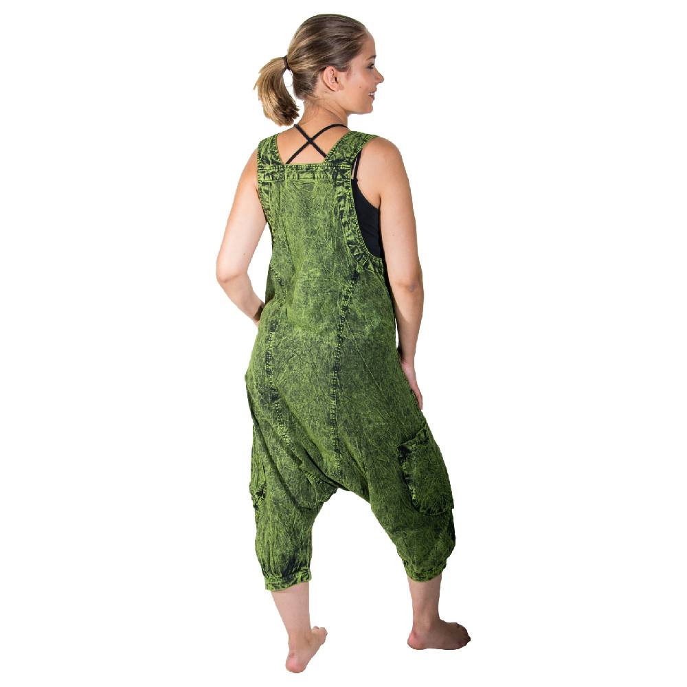 Kunst Und Magie Kunst und Magie Unisex Vintage Latzhose Ibiza stonewashed Haremshose Overall Nur noch ein Tag übrig