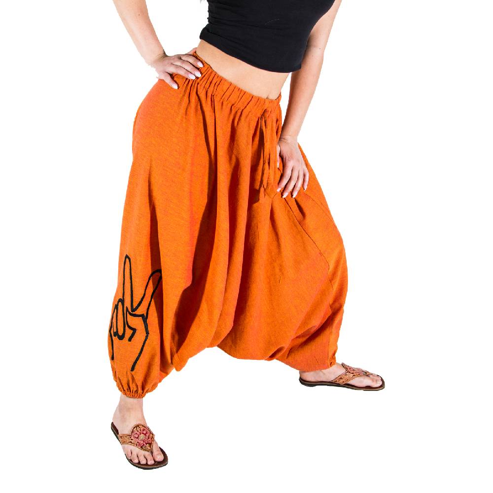 Kunst Und Magie Kunst und Magie Damen Goa Haremshose mit Peace Finger Symbol Super Rabatt