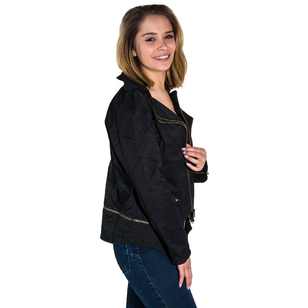 Kunst Und Magie Kunst und Magie Damen Schwarze Jacke mit vielen Zippern 50% Rabatt mit kostenlosem Versand