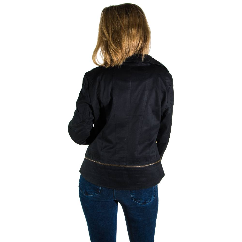 Kunst Und Magie Kunst und Magie Damen Schwarze Jacke mit vielen Zippern 50% Rabatt mit kostenlosem Versand