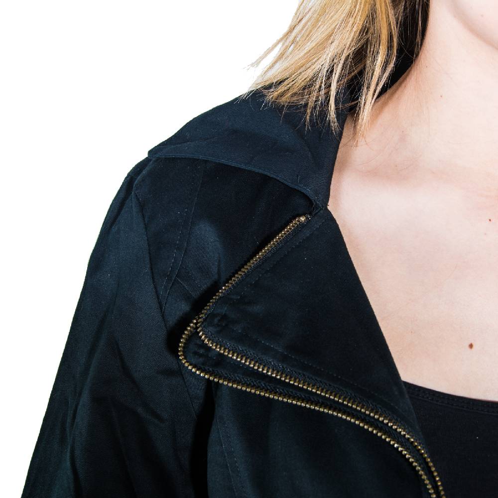 Kunst Und Magie Kunst und Magie Damen Schwarze Jacke mit vielen Zippern 50% Rabatt mit kostenlosem Versand