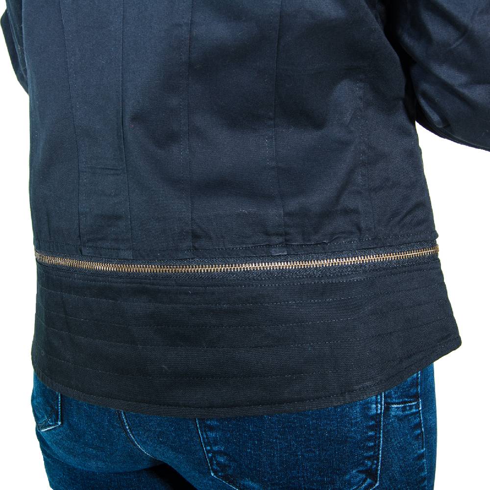Kunst Und Magie Kunst und Magie Damen Schwarze Jacke mit vielen Zippern 50% Rabatt mit kostenlosem Versand