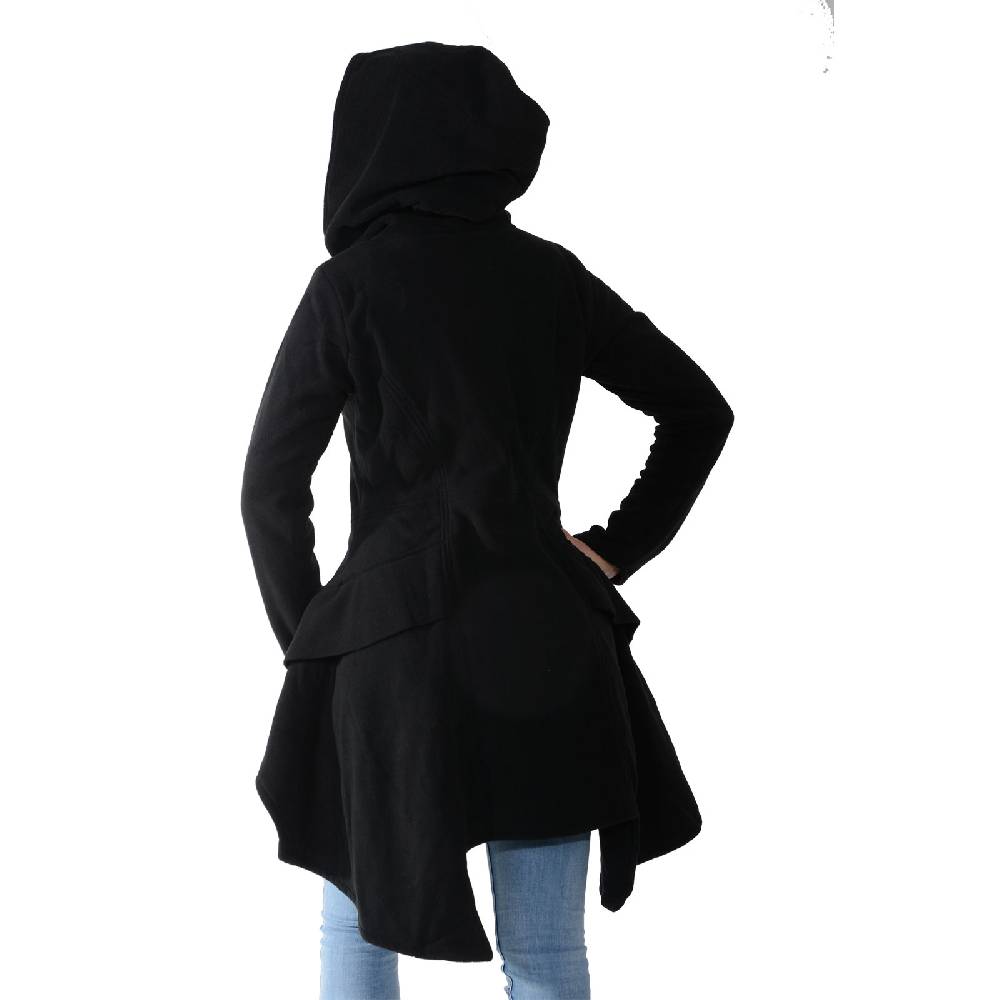 Kunst Und Magie Kunst und Magie Damenmantel aus Fleece mit Kapuze Boho Gehrock Jacke Fleecejacke Begrenzt auf 3 Tage