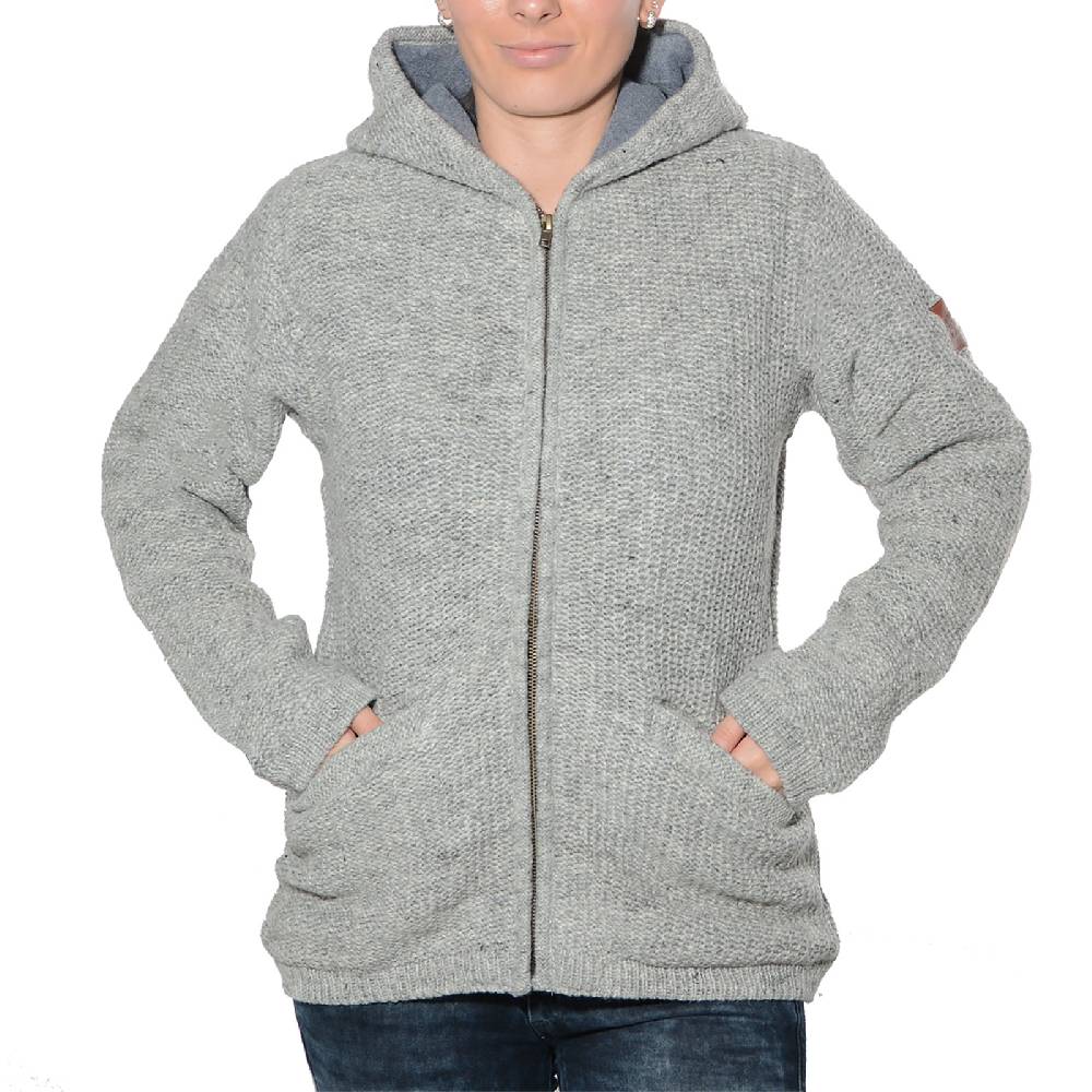 Kunst Und Magie Kunst und Magie Klassische Damen Strickjacke Wolle Jacke mit Fleecefutter und Zipfelkapuze Im Verkauf