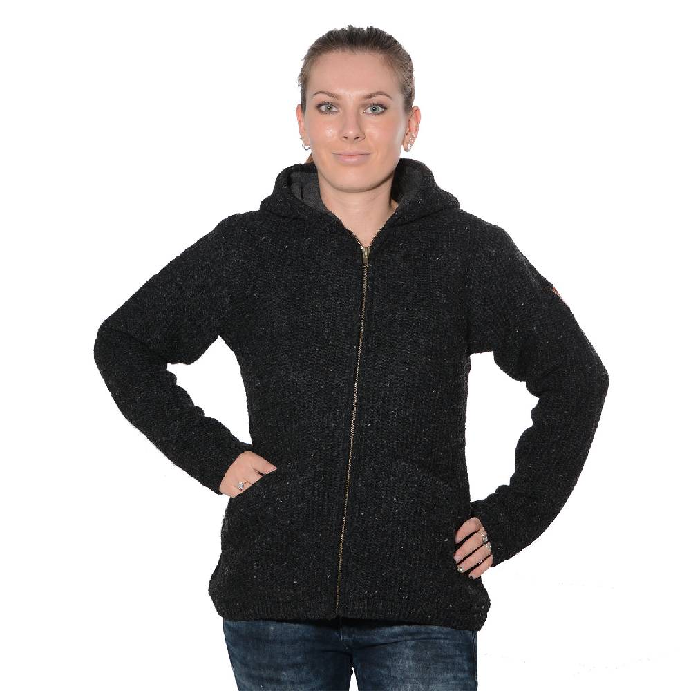 Kunst Und Magie Kunst und Magie Klassische Damen Strickjacke Wolle Jacke mit Fleecefutter und Zipfelkapuze Im Verkauf