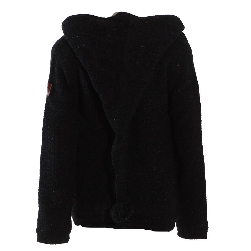 Kunst Und Magie Kunst und Magie Klassische Damen Strickjacke Wolle Jacke mit Fleecefutter und Zipfelkapuze Im Verkauf