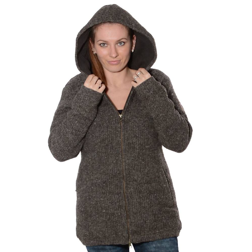 Kunst Und Magie Klassische Damen Strickjacke Wolle Jacke mit Fleecefutter und Kapuze von Kunst und Magie zollfrei