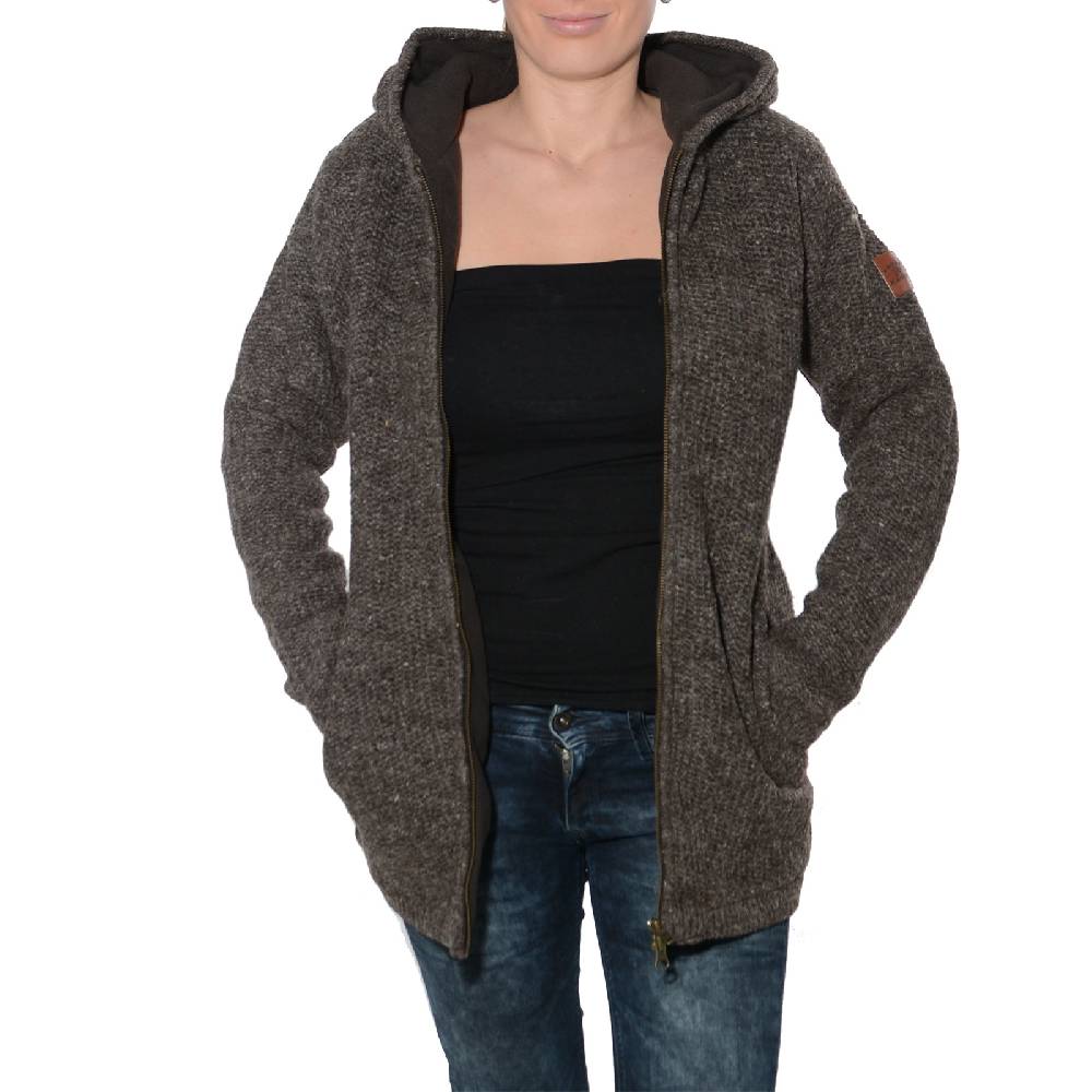 Kunst Und Magie Klassische Damen Strickjacke Wolle Jacke mit Fleecefutter und Kapuze von Kunst und Magie zollfrei