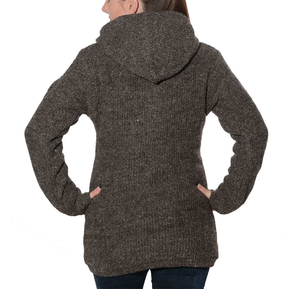 Kunst Und Magie Klassische Damen Strickjacke Wolle Jacke mit Fleecefutter und Kapuze von Kunst und Magie zollfrei