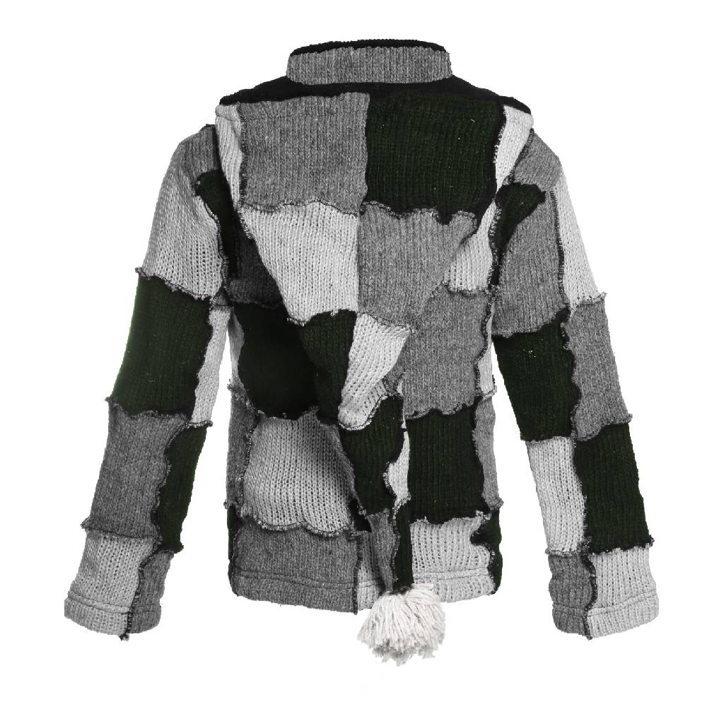 Kunst Und Magie Kunst und Magie Patchwork Strickjacke mit Zipfelkapuze Nachhaltig No Waist 2025