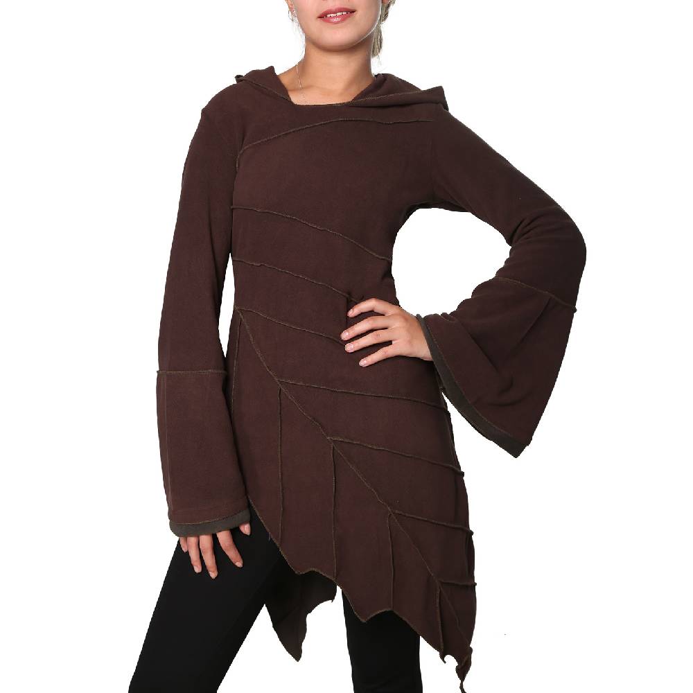 Kunst Und Magie Kunst und Magie Fleecekleid in Blattform aus Fleece mit Zipfelkapuze Fairy Goa Outlet