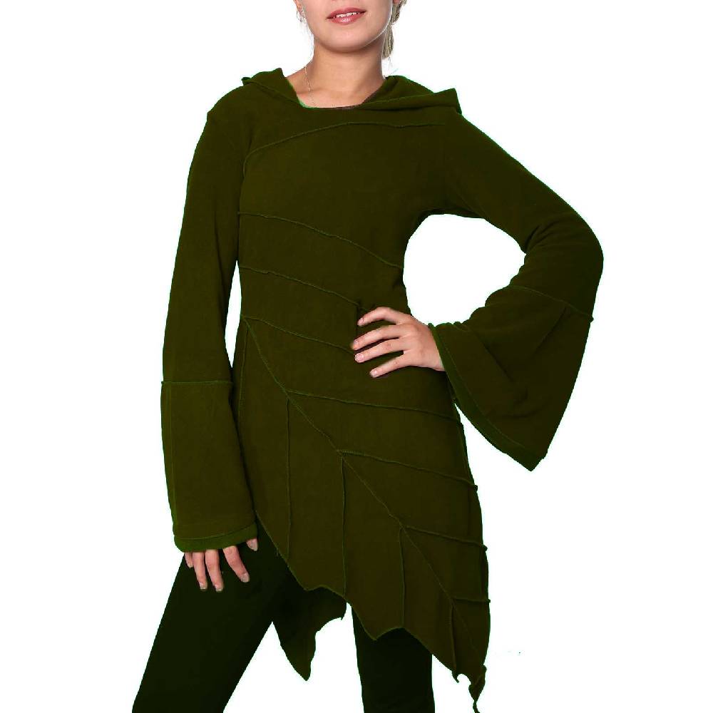 Kunst Und Magie Kunst und Magie Fleecekleid in Blattform aus Fleece mit Zipfelkapuze Fairy Goa Outlet