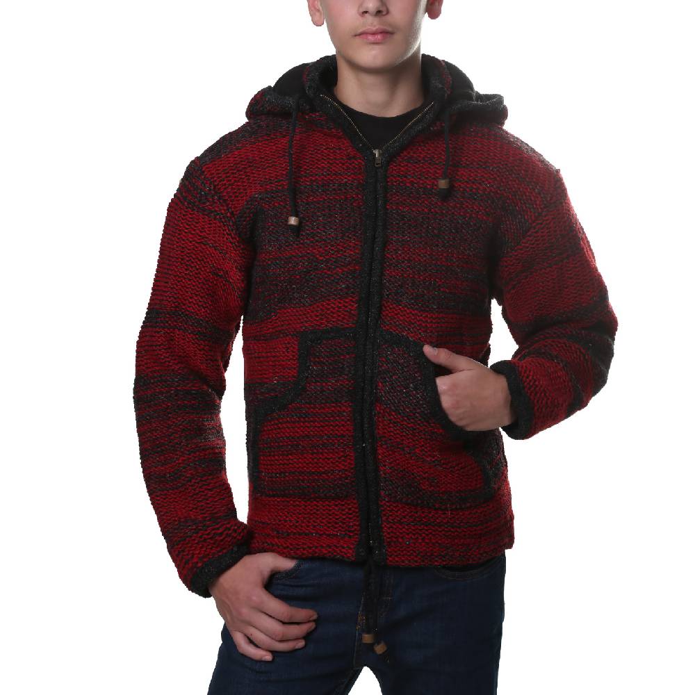 Kunst Und Magie Kunst und Magie Herren Strickjacke Fleecefutter Schurwolle abnehmbare Kapuze Hotsell