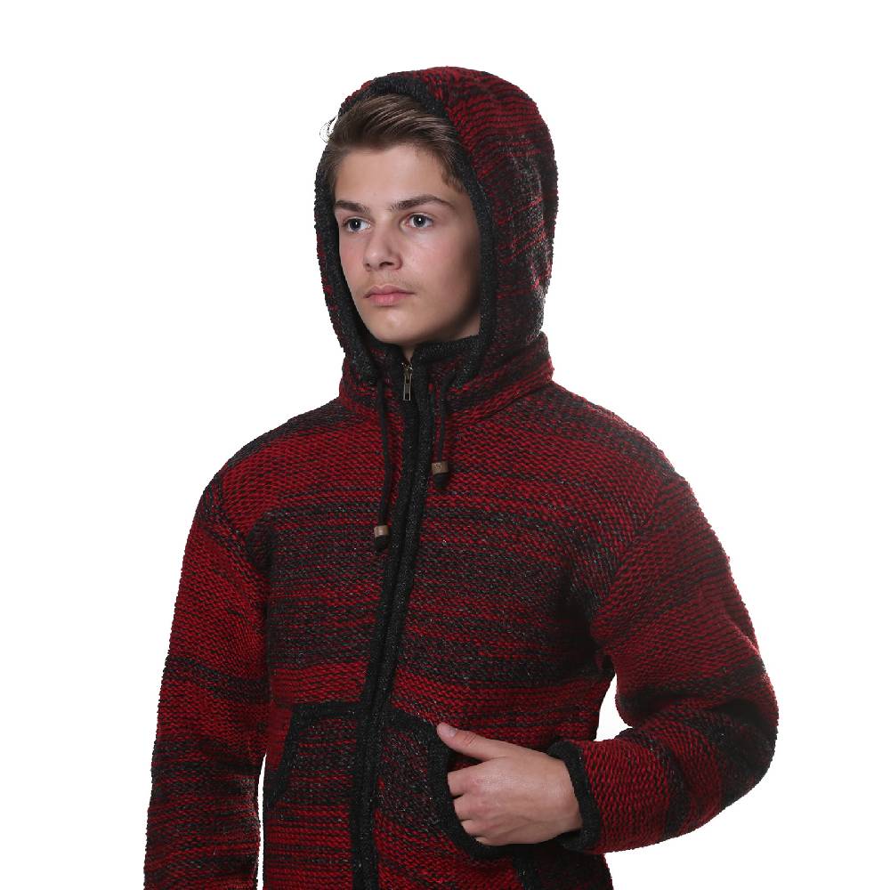 Kunst Und Magie Kunst und Magie Herren Strickjacke Fleecefutter Schurwolle abnehmbare Kapuze Hotsell