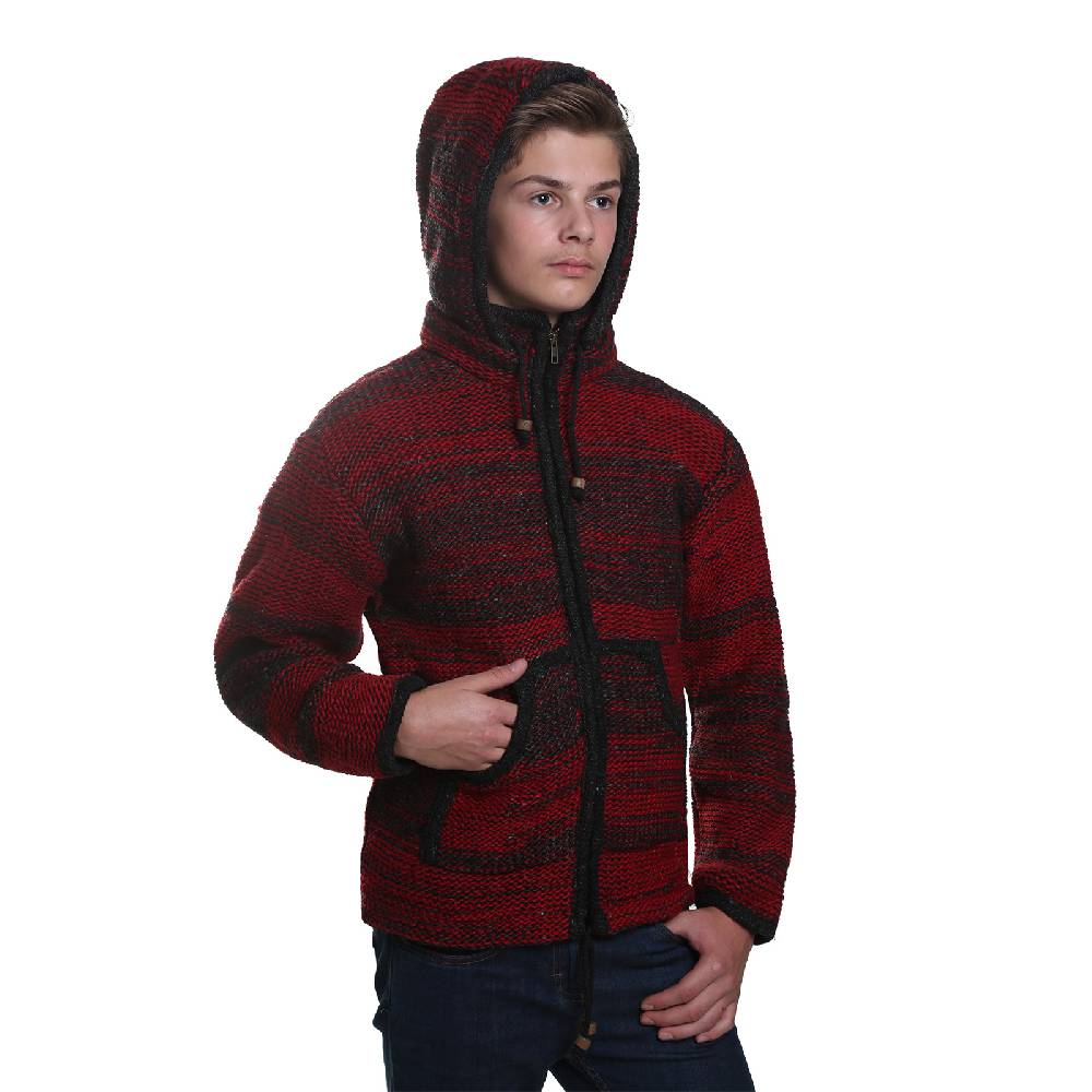 Kunst Und Magie Kunst und Magie Herren Strickjacke Fleecefutter Schurwolle abnehmbare Kapuze Hotsell