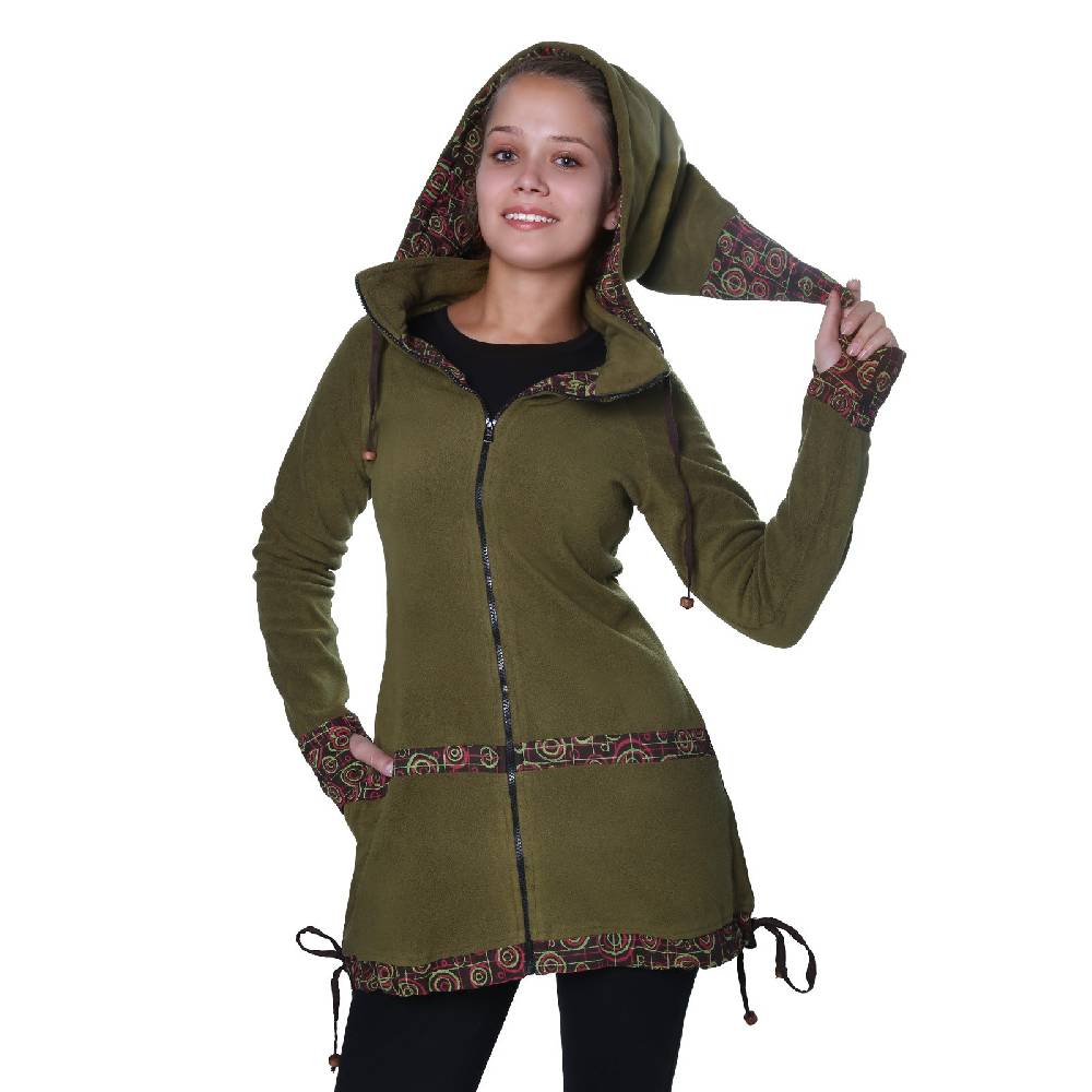 Kunst Und Magie Kunst und Magie kurzer Damenmantel aus Fleece mit abnehmbarer Zipfelkapuze Fairy Schlussverkauf