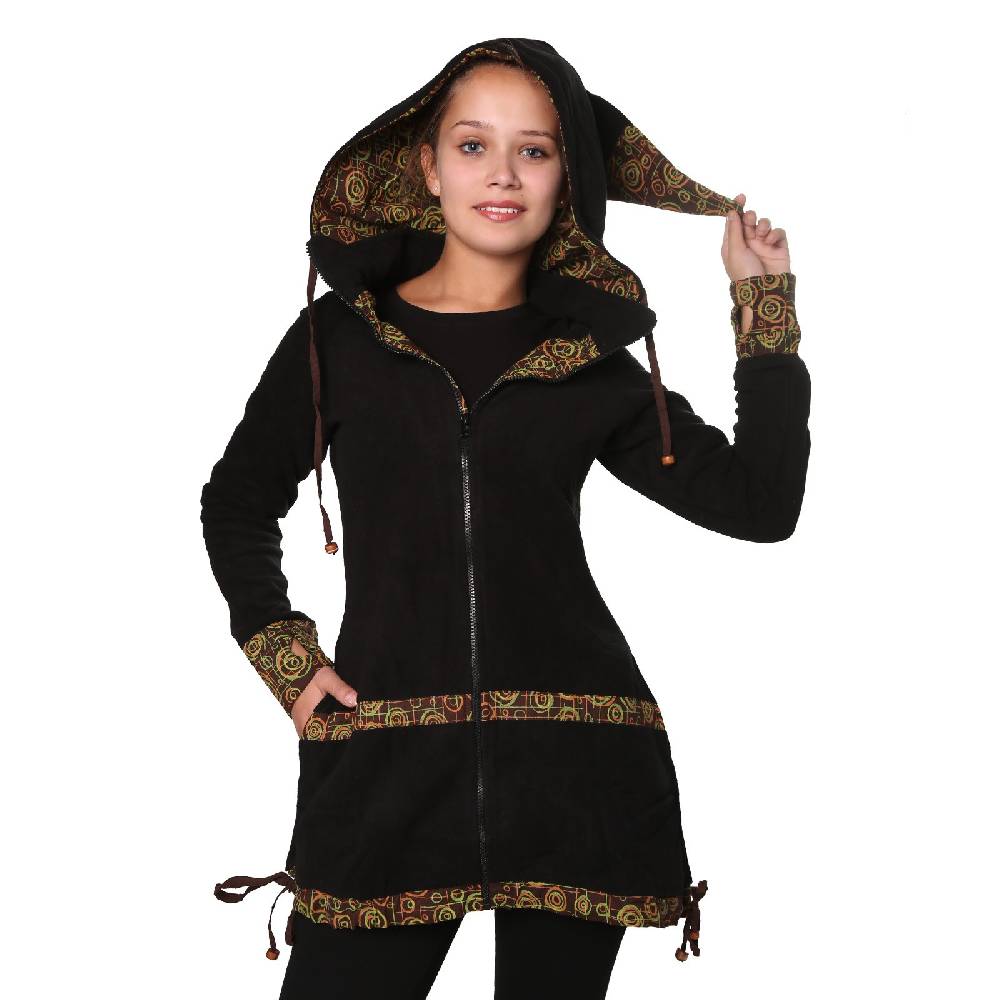 Kunst Und Magie Kunst und Magie kurzer Damenmantel aus Fleece mit abnehmbarer Zipfelkapuze Fairy Schlussverkauf