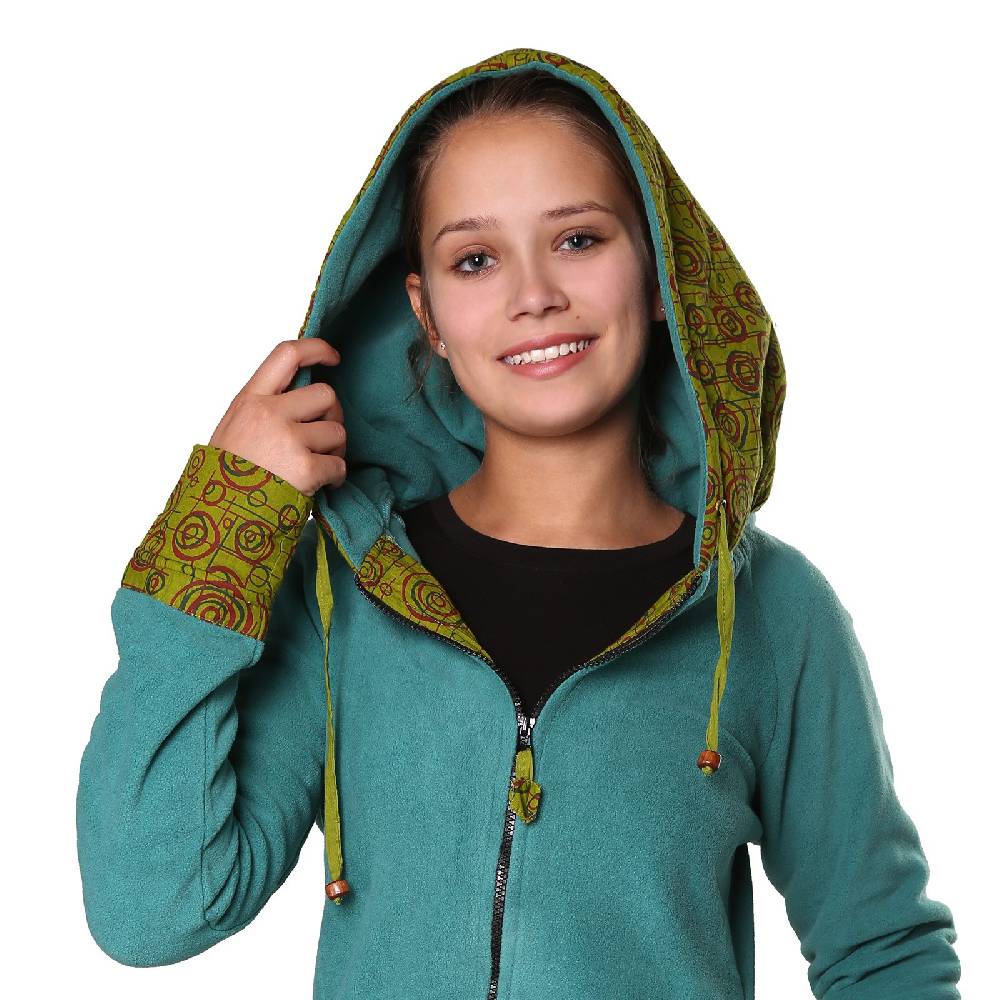 Kunst Und Magie Kunst und Magie kurzer Damenmantel aus Fleece mit Kapuze Günstiger Verkauf