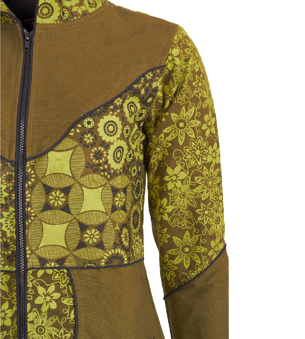 Kunst Und Magie Kunst und Magie Damenmantel mit Kapuze Blumenmuster Jacke Baumwolle Boho Exklusivangebot