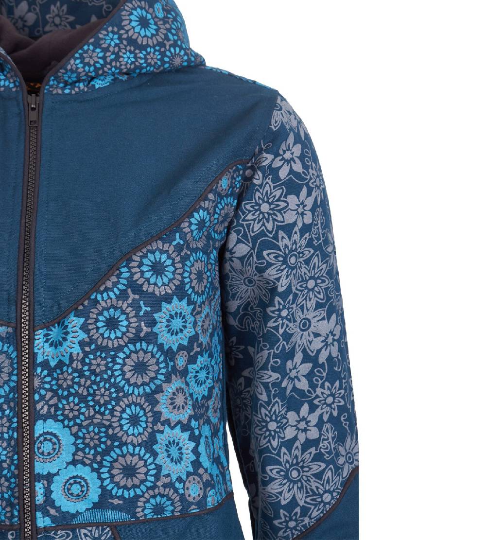 Kunst Und Magie Kunst und Magie Damenmantel mit Kapuze Blumenmuster Jacke Baumwolle Boho Exklusivangebot